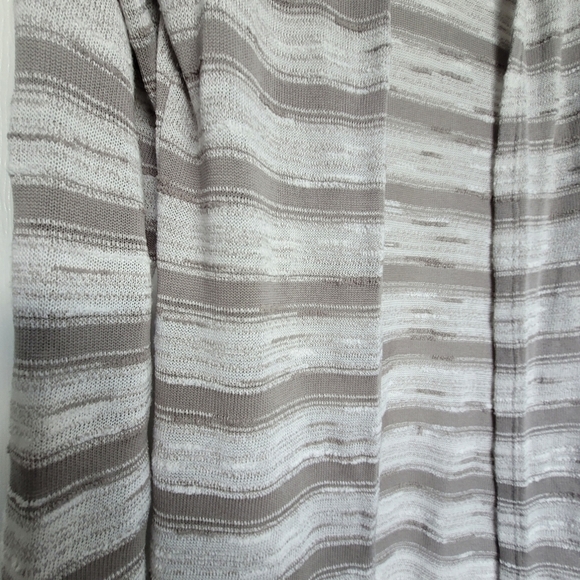 Bongo Juniors Long Hooded Cardigan Sweater Gray White Striped Size Large - Picture 7 of 13